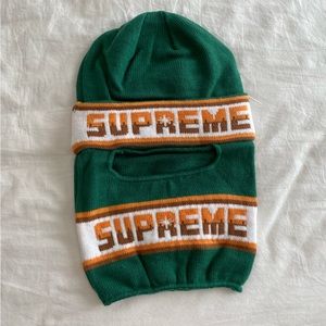 Supreme green double logo facemask beanie